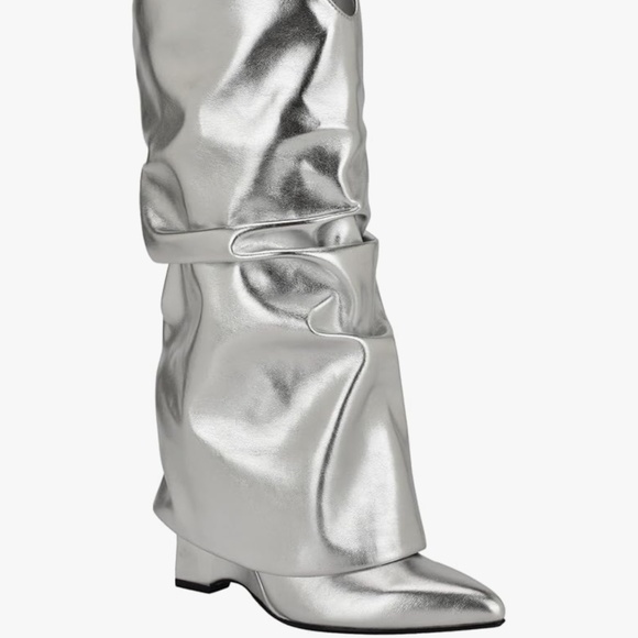 Mid Calf Silver Boot - Nine West - Picture 1 of 3